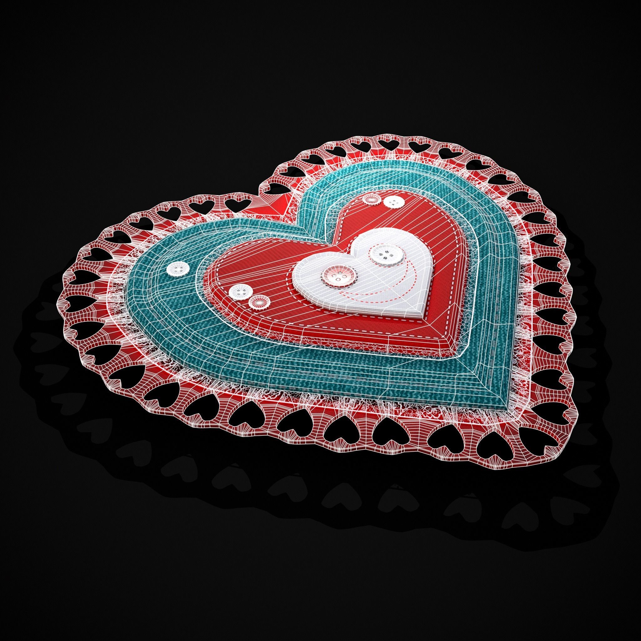 Valentines Fabric Heart Low-poly 3D model_14