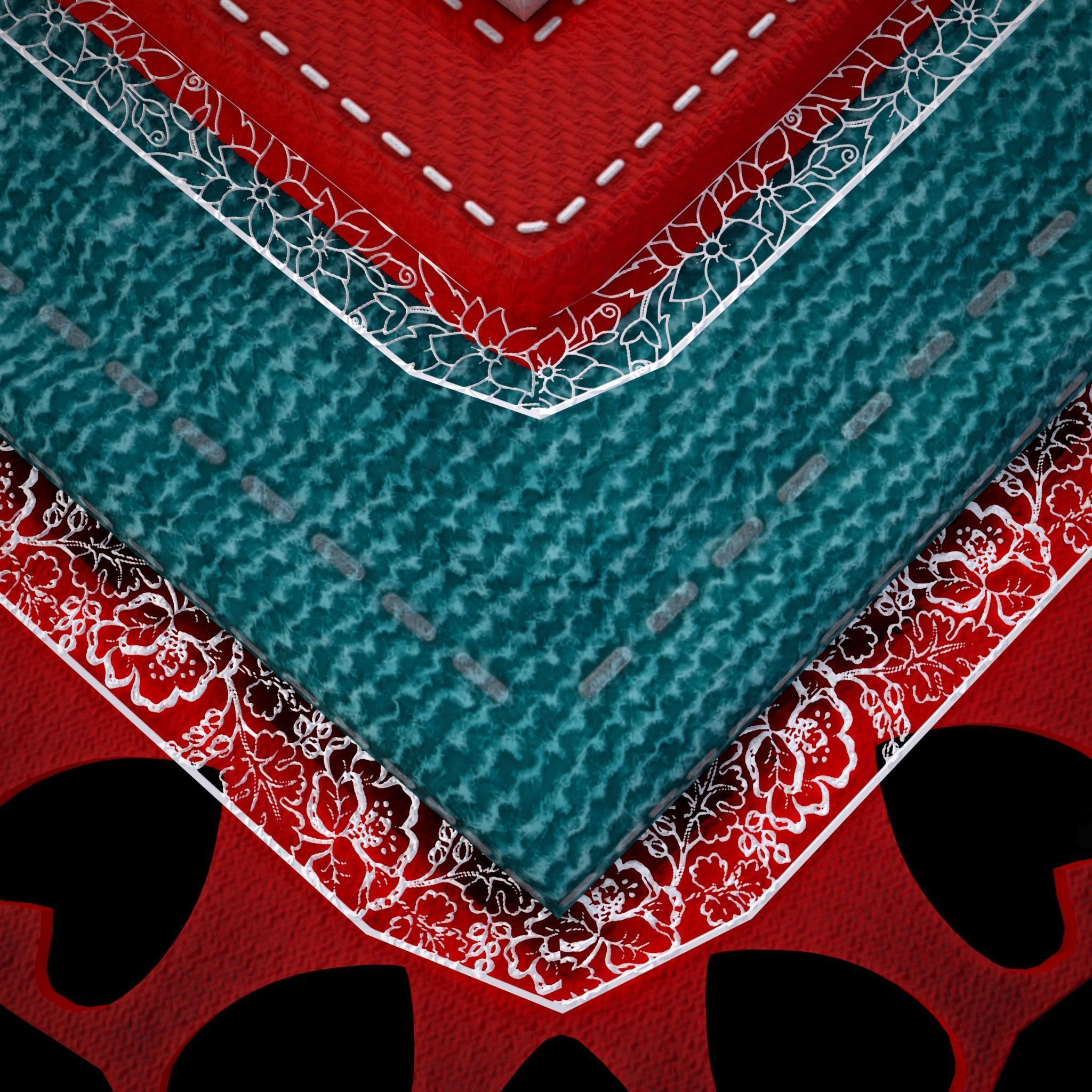 Valentines Fabric Heart Low-poly 3D model_7