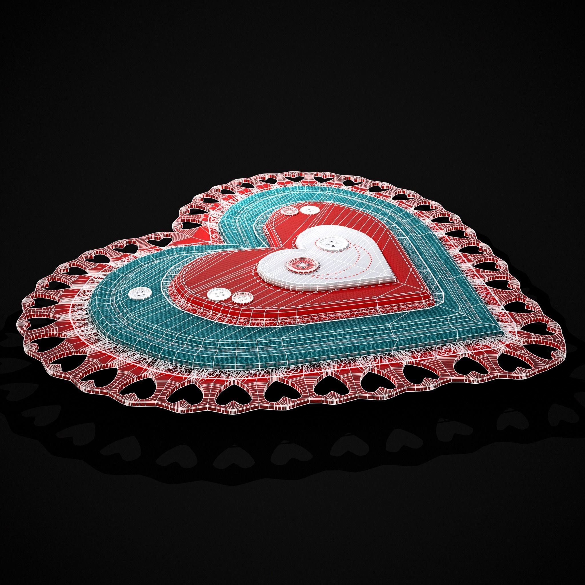 Valentines Fabric Heart Low-poly 3D model_4