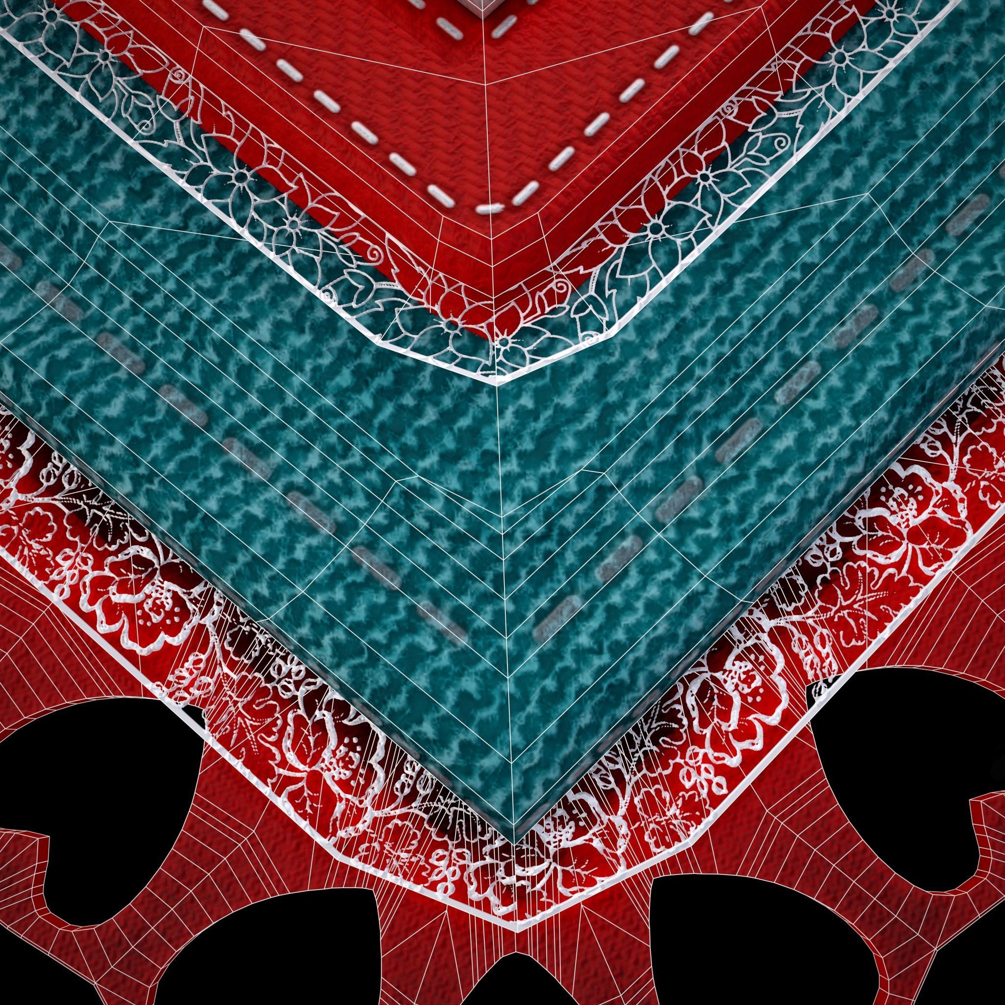 Valentines Fabric Heart Low-poly 3D model_8