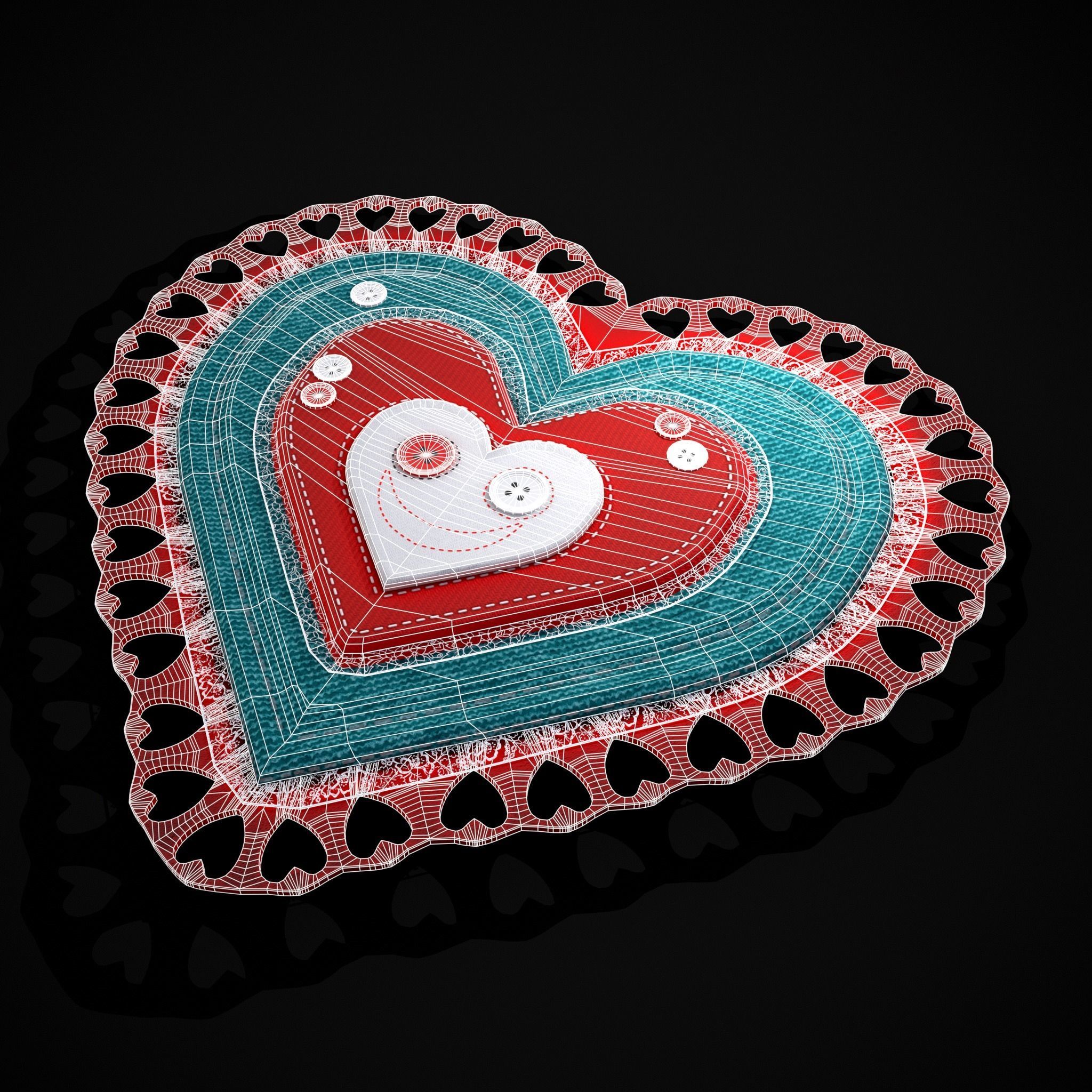 Valentines Fabric Heart Low-poly 3D model_22