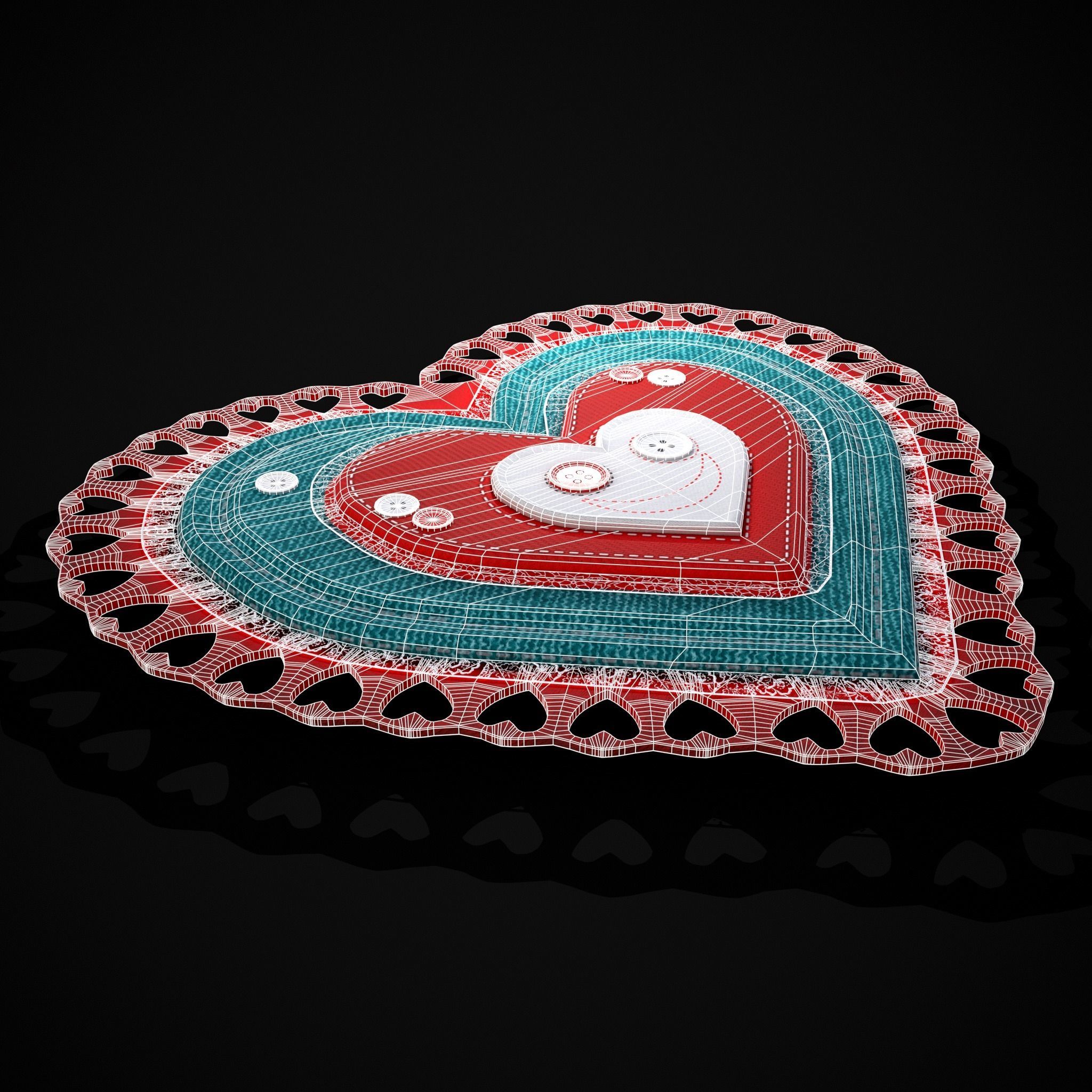 Valentines Fabric Heart Low-poly 3D model_10