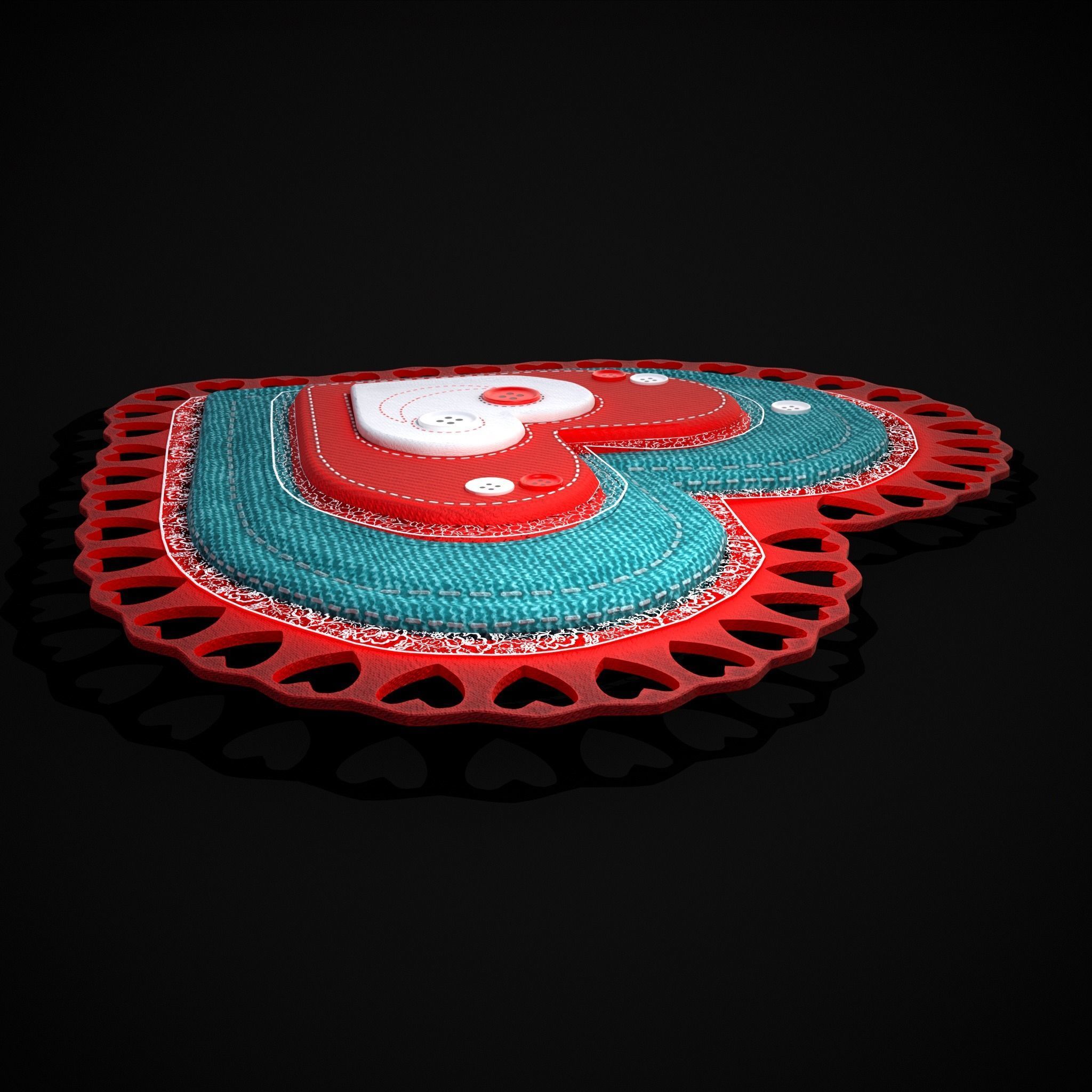 Valentines Fabric Heart Low-poly 3D model_15