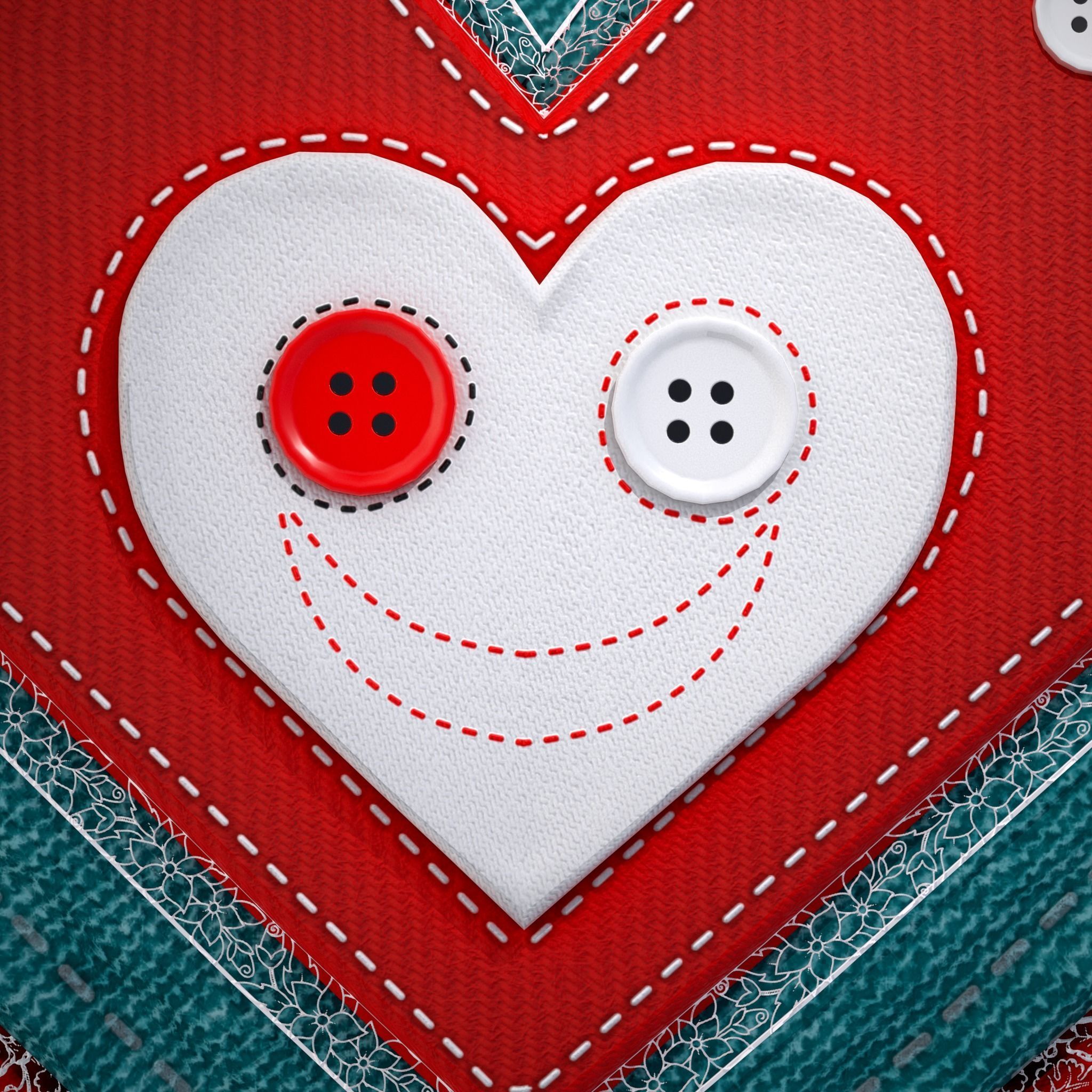 Valentines Fabric Heart Low-poly 3D model_5