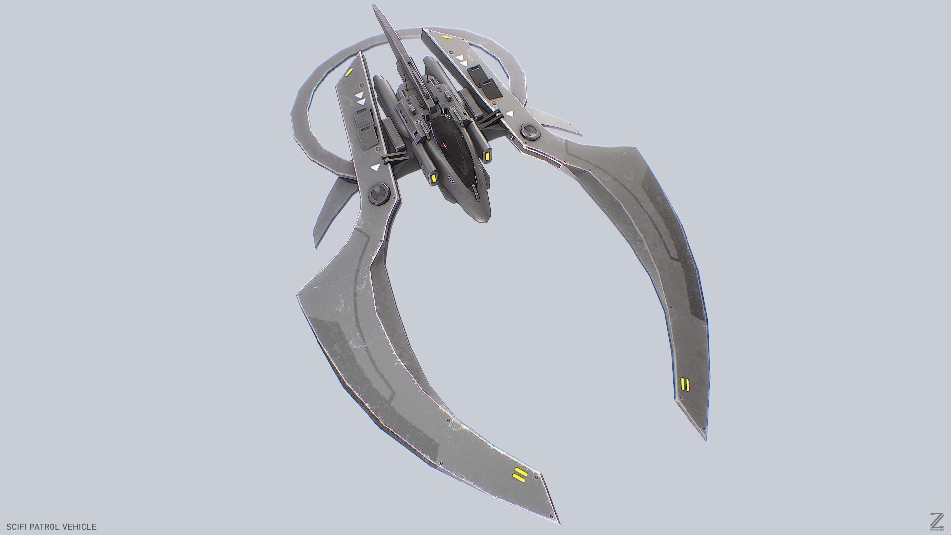 Scifi patrol vehicle Low-poly 3D model_6