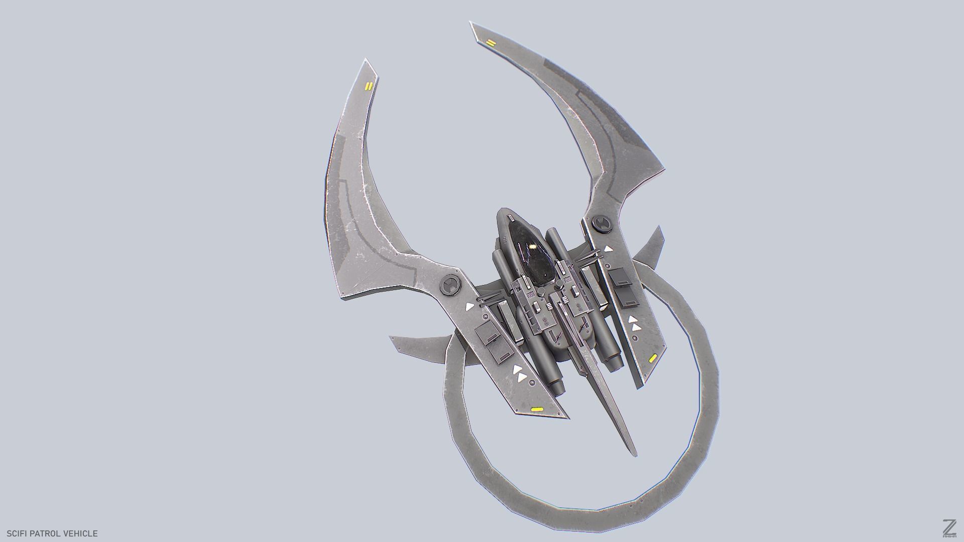 Scifi patrol vehicle Low-poly 3D model_4