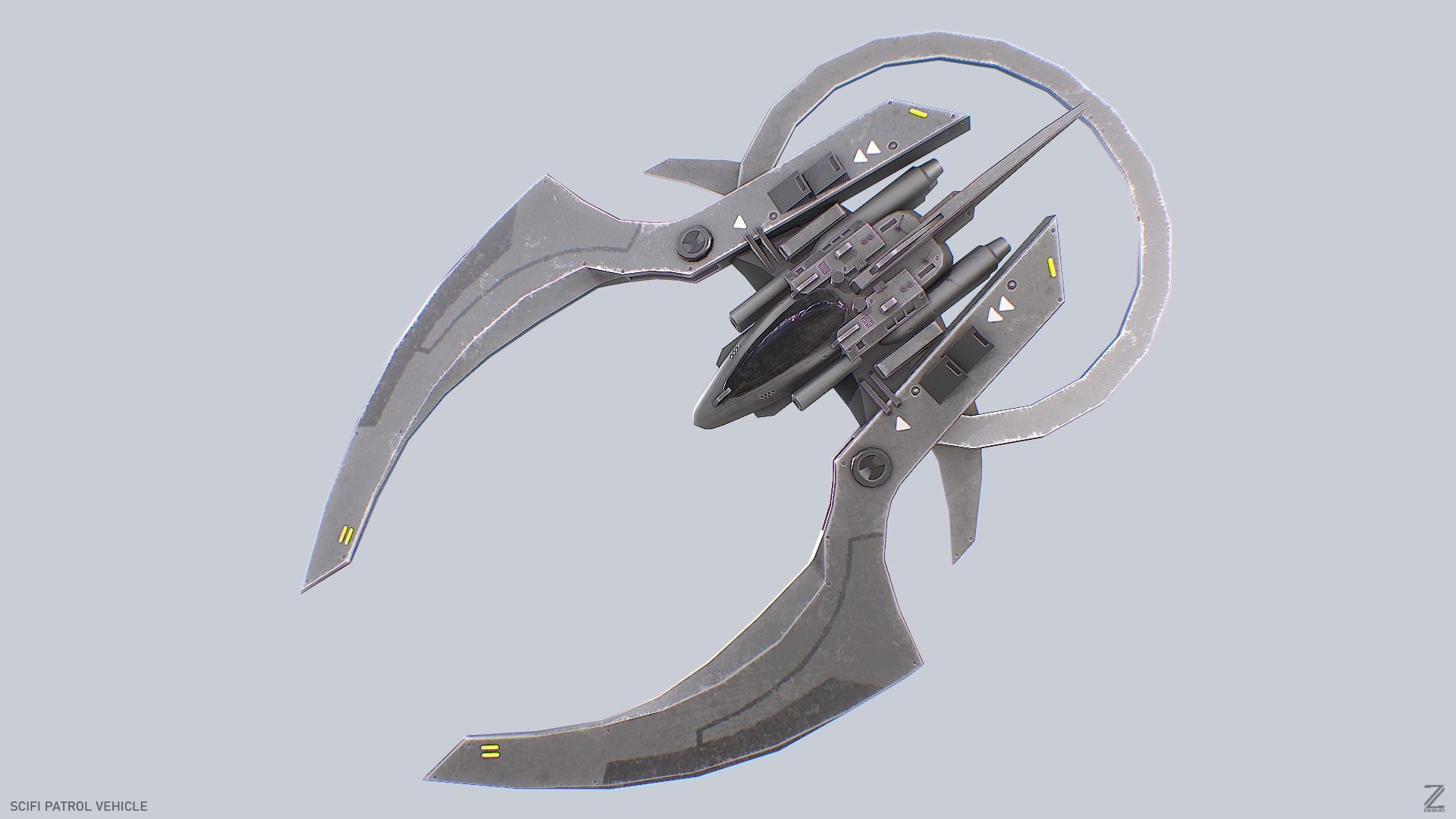 Scifi patrol vehicle Low-poly 3D model_7