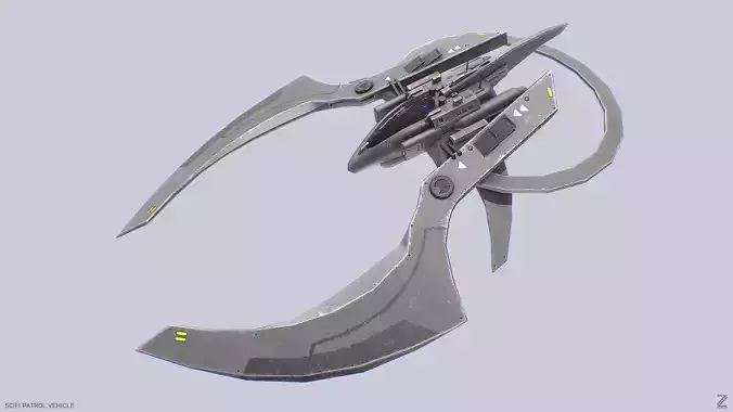Scifi patrol vehicle Low-poly 3D model