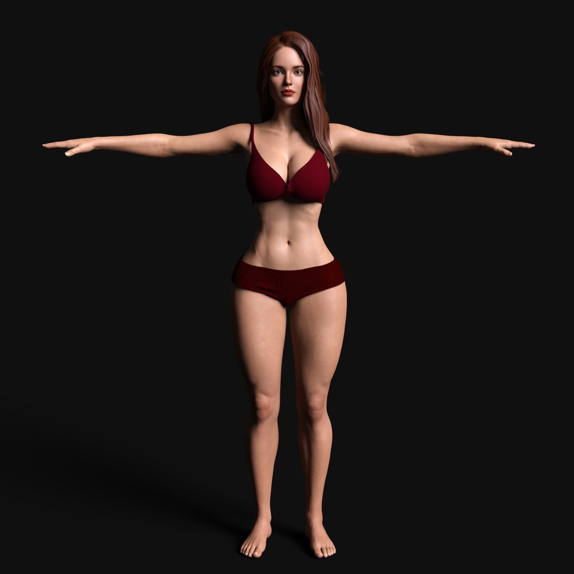 Beautiful Woman Rigged Model Low-poly 3D model_7
