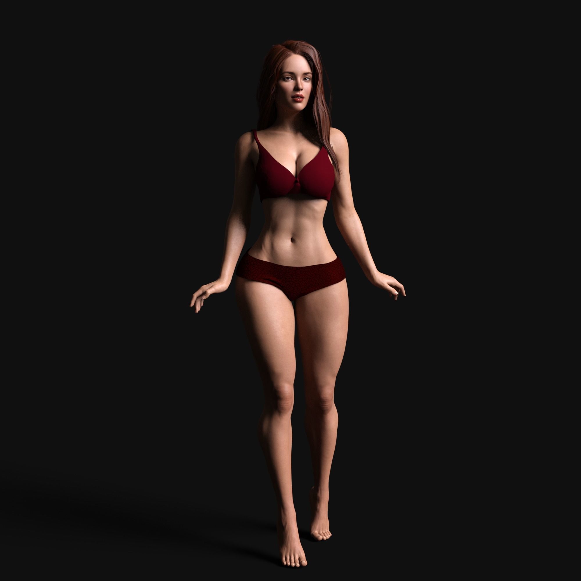 Beautiful Woman Rigged Model Low-poly 3D model_11