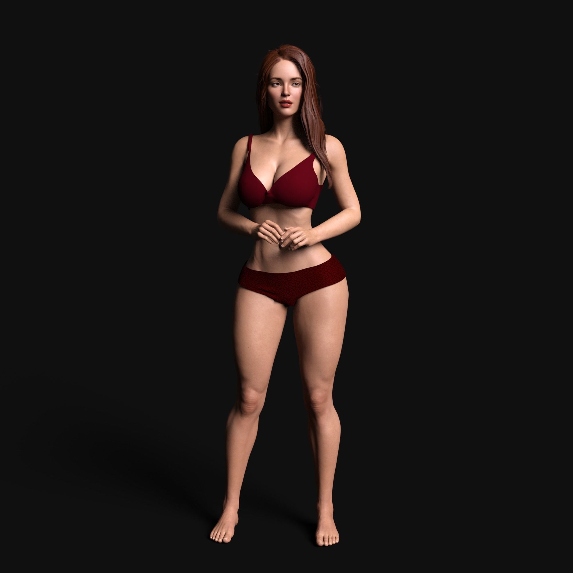 Beautiful Woman Rigged Model Low-poly 3D model_12