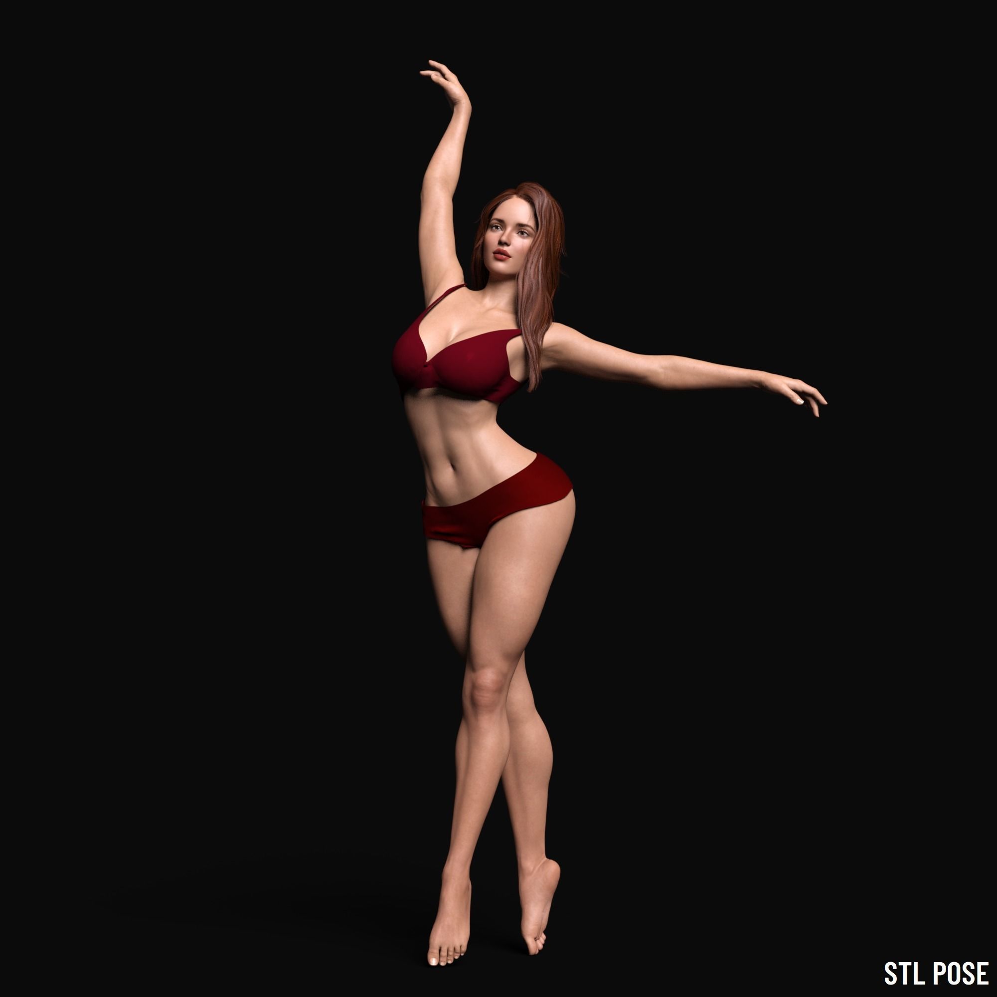 Beautiful Woman Rigged Model Low-poly 3D model_13