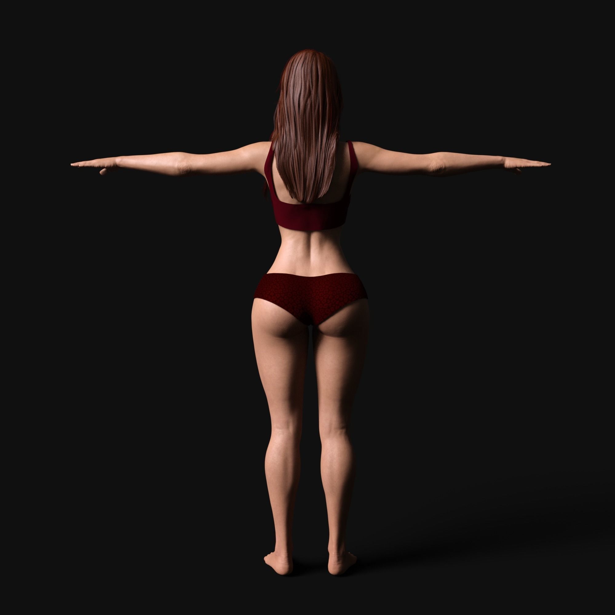 Beautiful Woman Rigged Model Low-poly 3D model_10