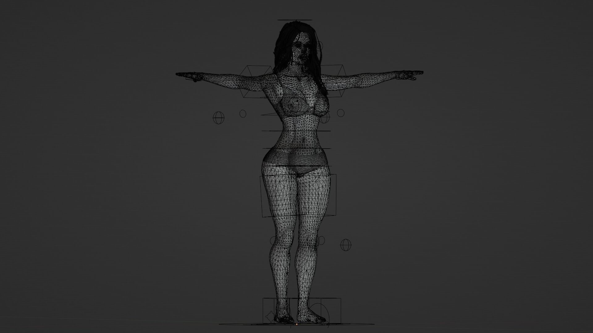 Beautiful Woman Rigged Model Low-poly 3D model_14