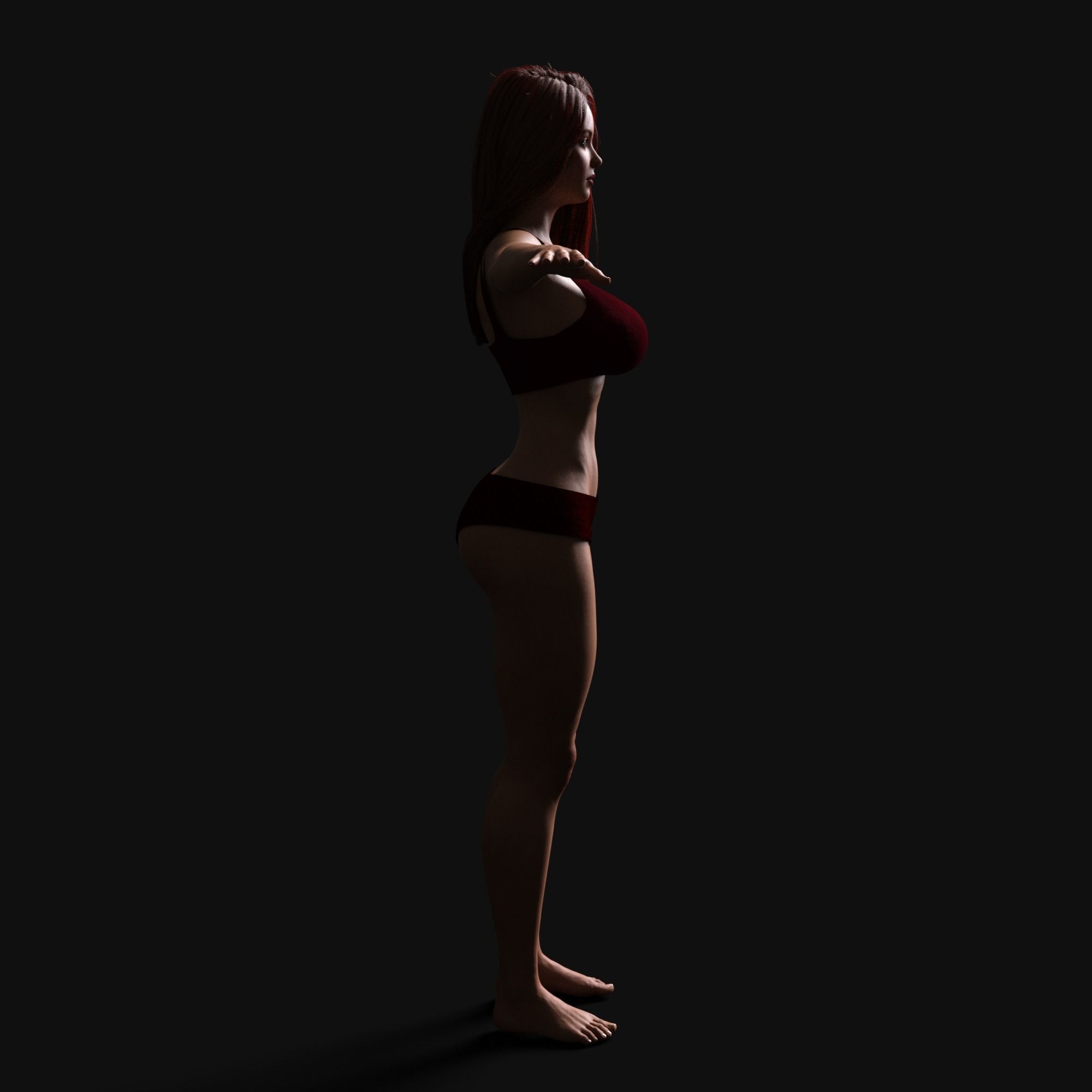 Beautiful Woman Rigged Model Low-poly 3D model_9