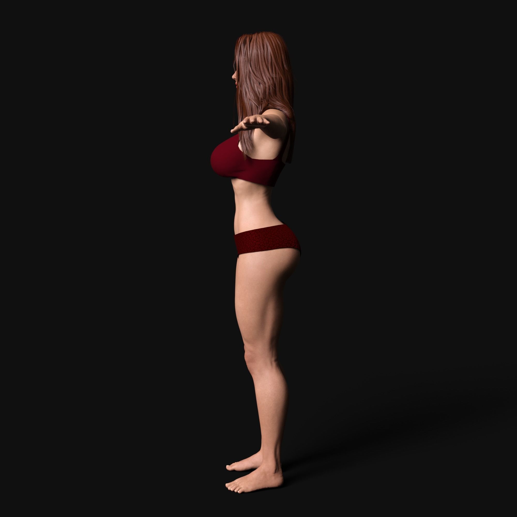 Beautiful Woman Rigged Model Low-poly 3D model_8