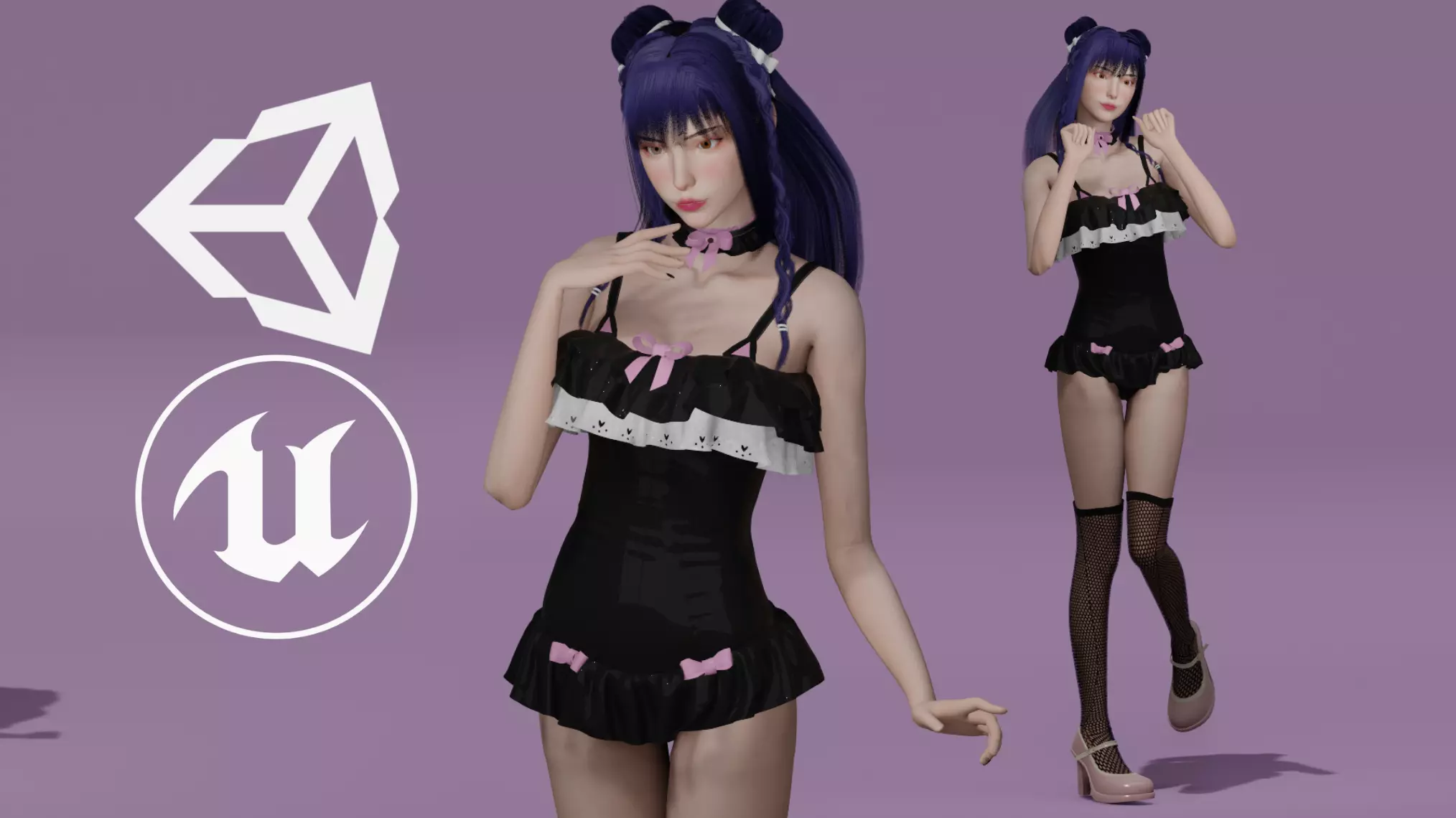 Cute Girl - Game Ready Low-poly 3D model