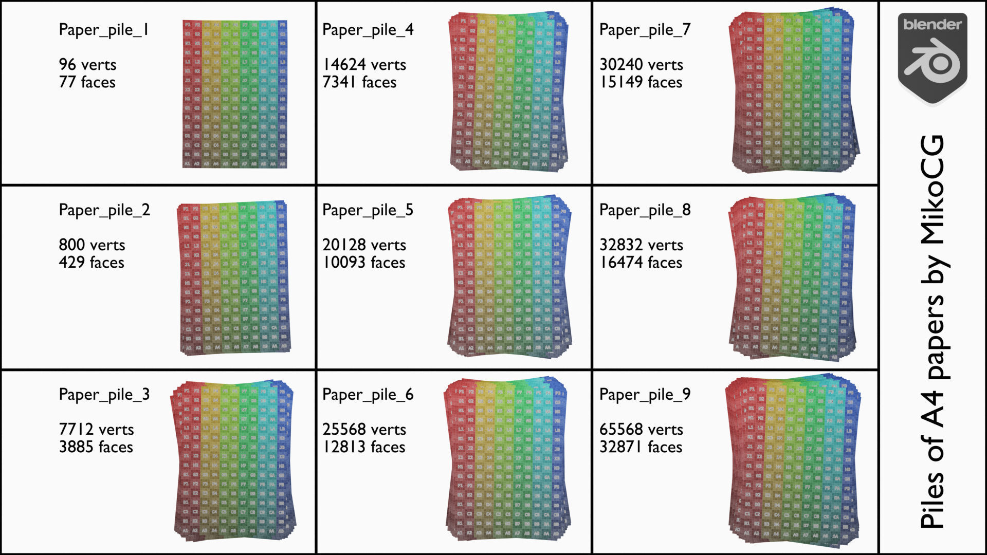 Piles of A4 papers - 9 variants 3D model_9