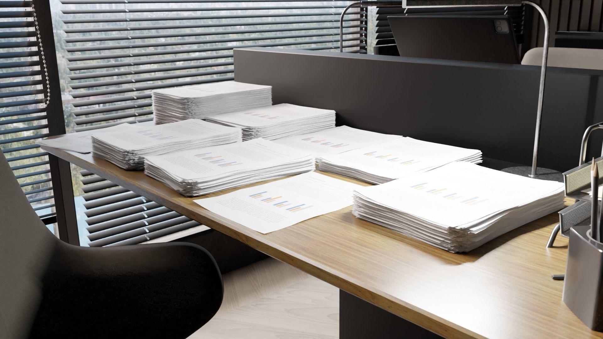 Piles of A4 papers - 9 variants 3D model_1