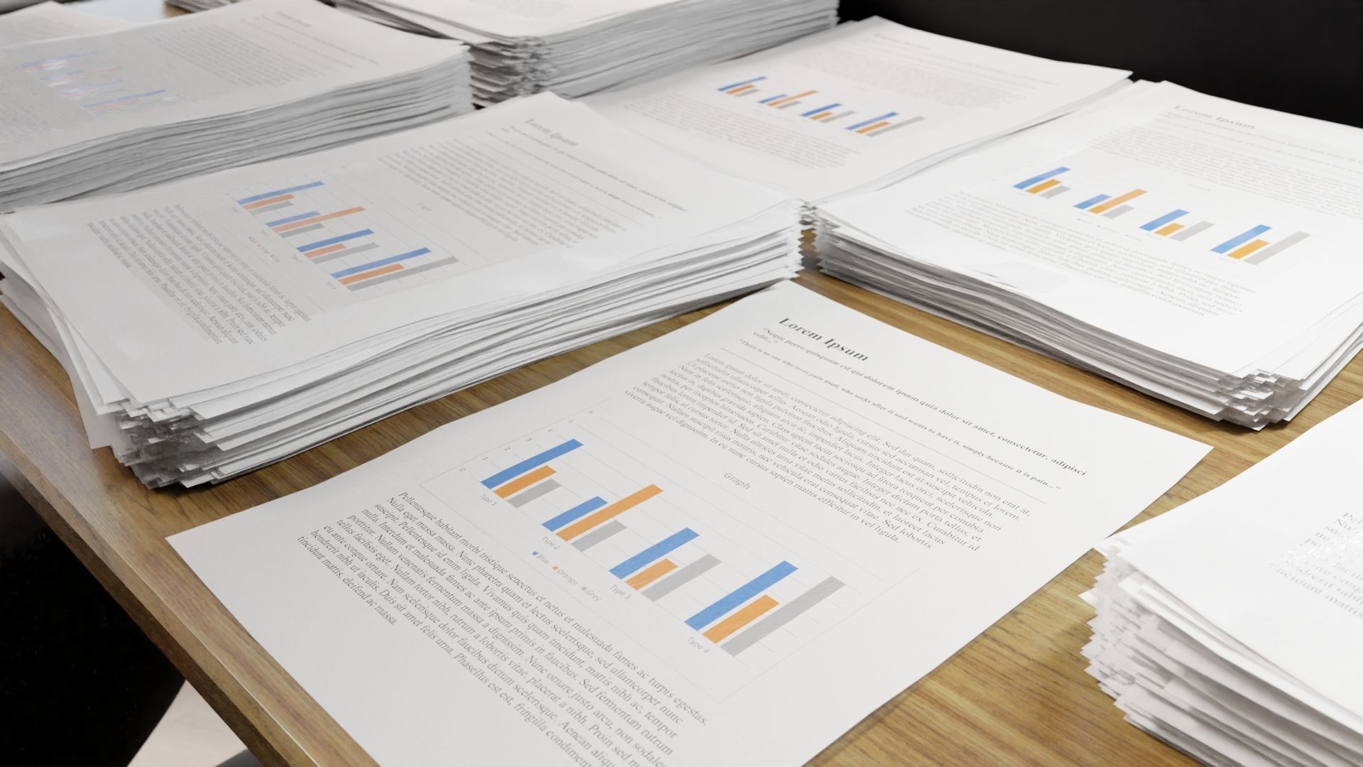 Piles of A4 papers - 9 variants 3D model_3