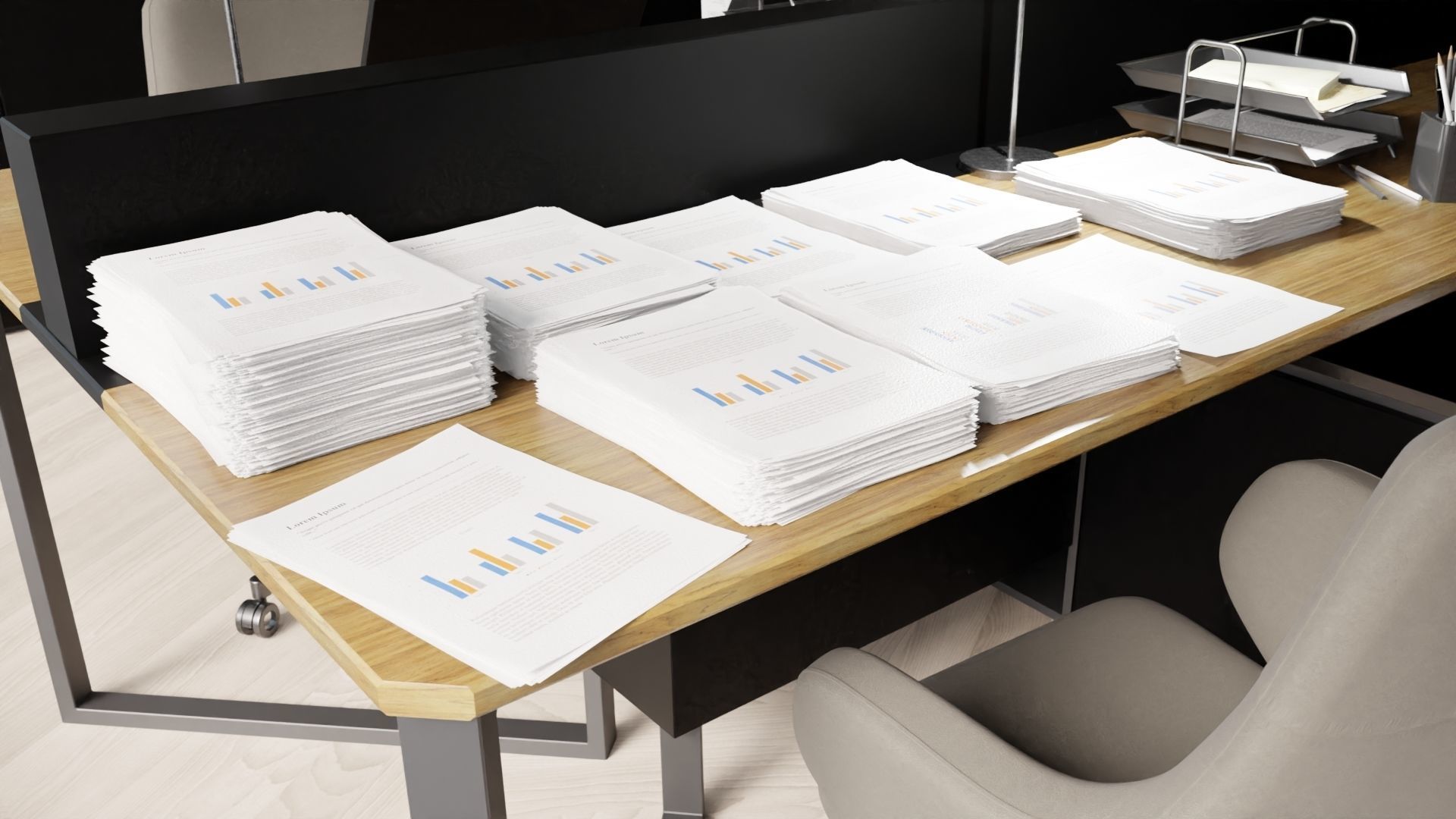 Piles of A4 papers - 9 variants 3D model_2