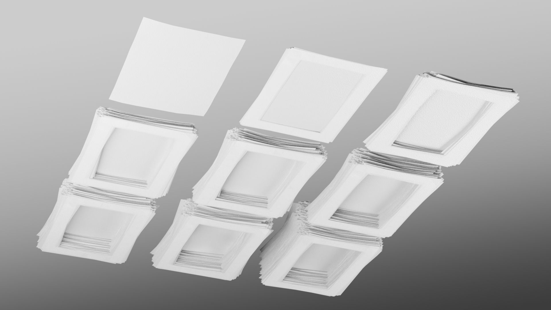 Piles of A4 papers - 9 variants 3D model_13