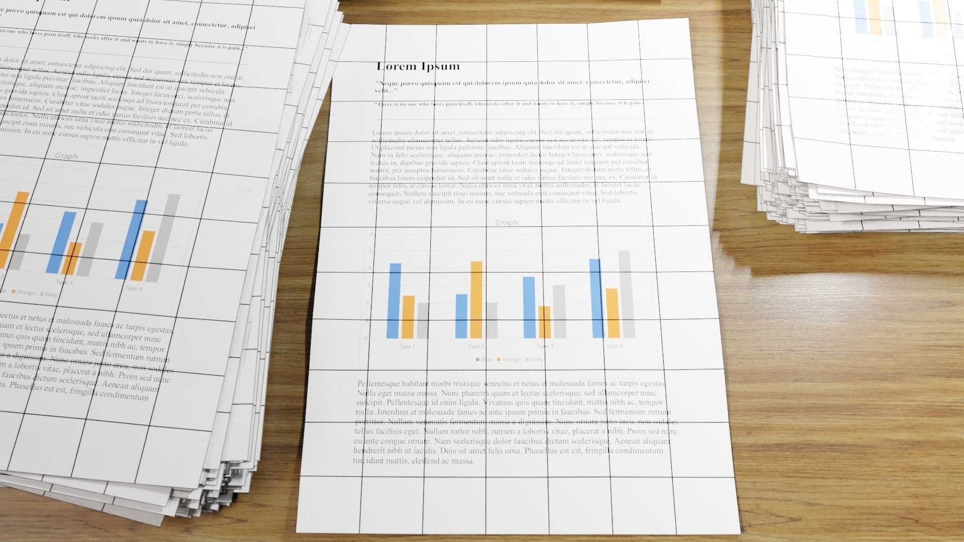 Piles of A4 papers - 9 variants 3D model_5