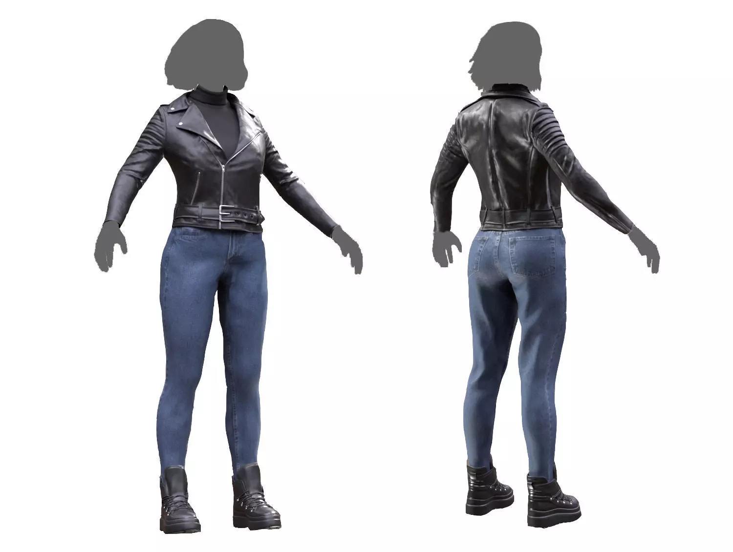 Female Casual Outfit 1 Low-poly 3D model_0