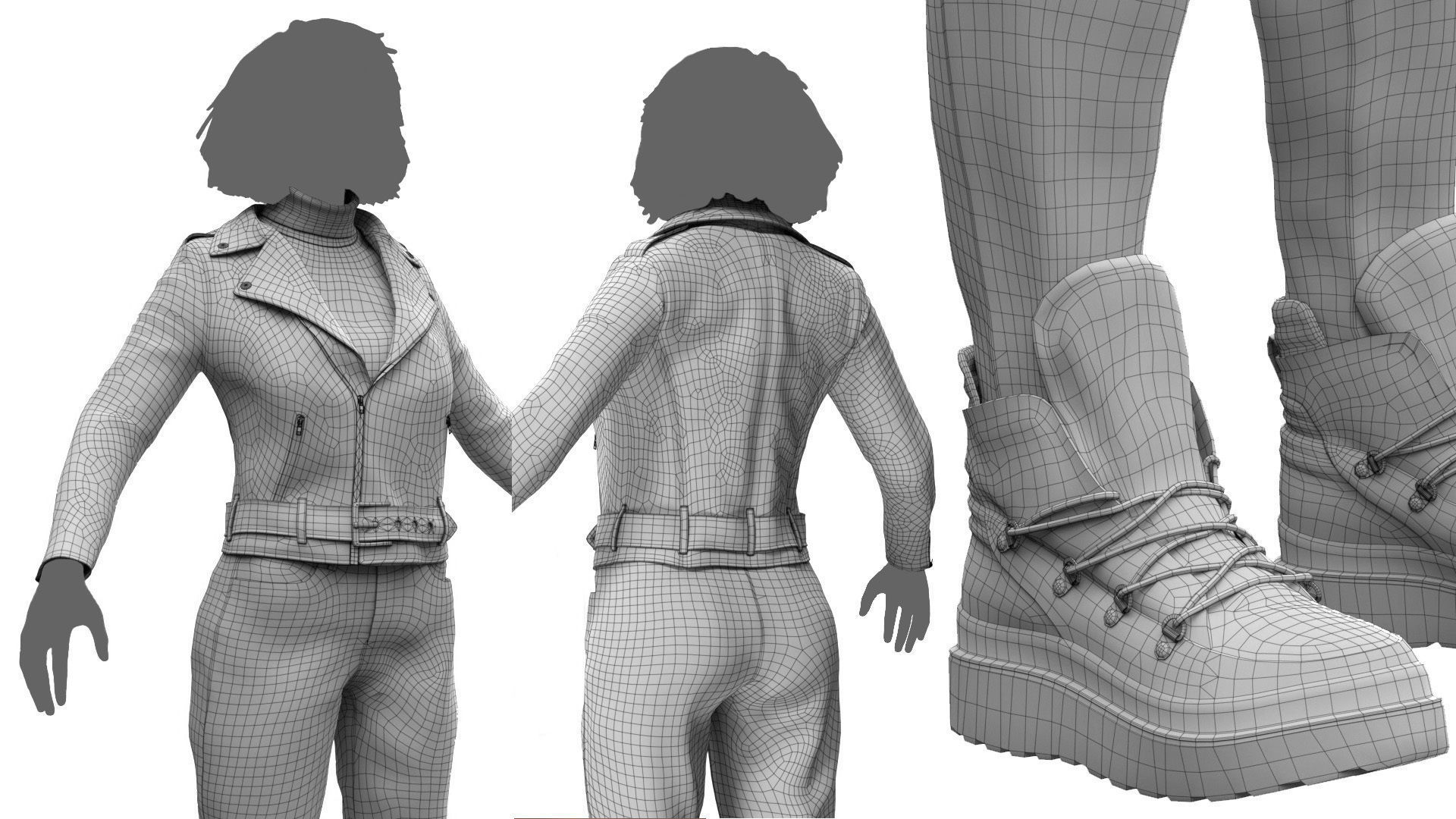 Female Casual Outfit 1 Low-poly 3D model_14