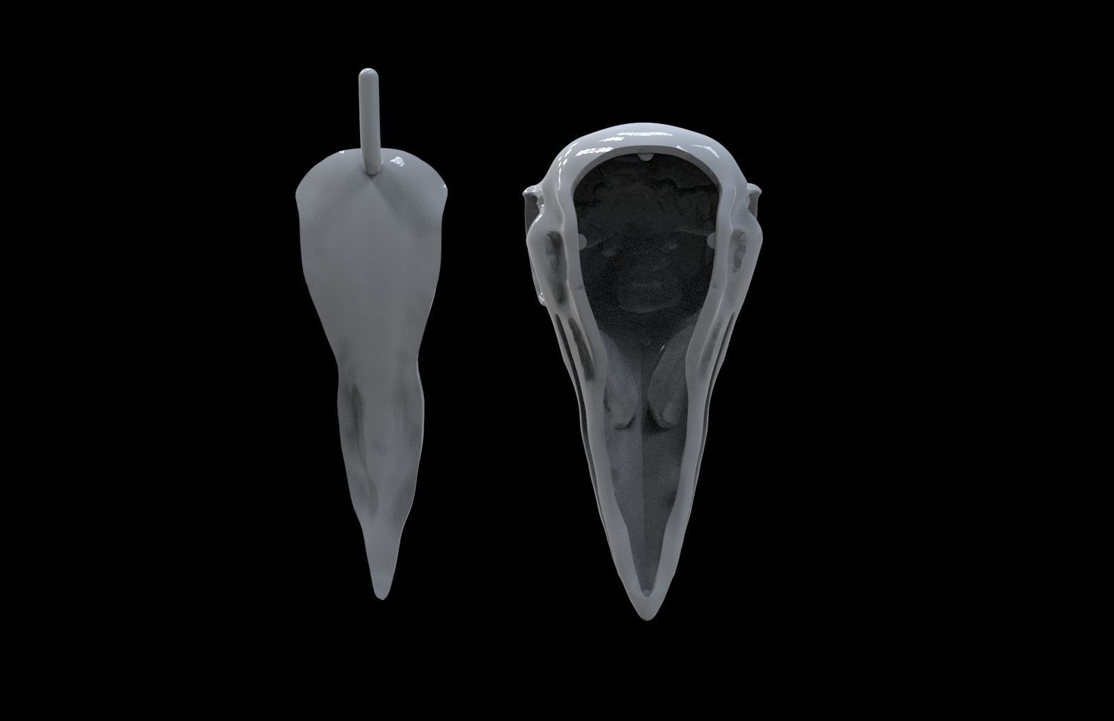 Raven Skull pendant  3D print model_5