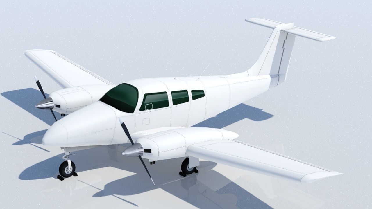 Piper PA-44 Seminole Low Poli Static Aircraft Low-poly 3D model_8