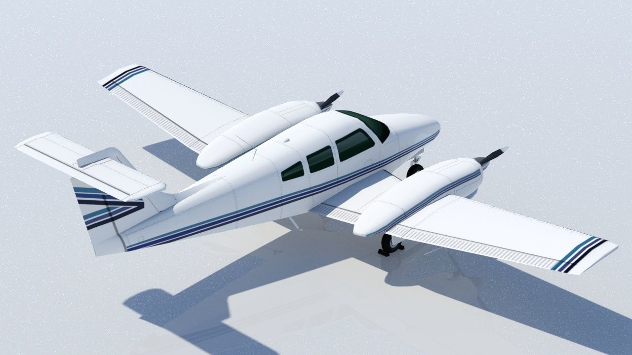 Piper PA-44 Seminole Low Poli Static Aircraft Low-poly 3D model_2