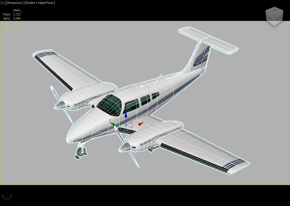 Piper PA-44 Seminole Low Poli Static Aircraft Low-poly 3D model_7