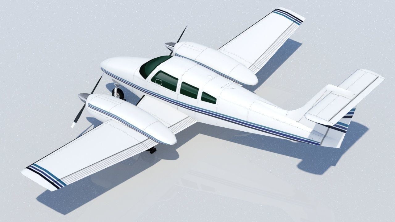 Piper PA-44 Seminole Low Poli Static Aircraft Low-poly 3D model_1