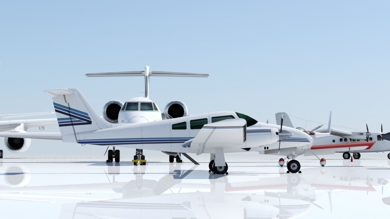 Piper PA-44 Seminole Low Poli Static Aircraft Low-poly 3D model_6