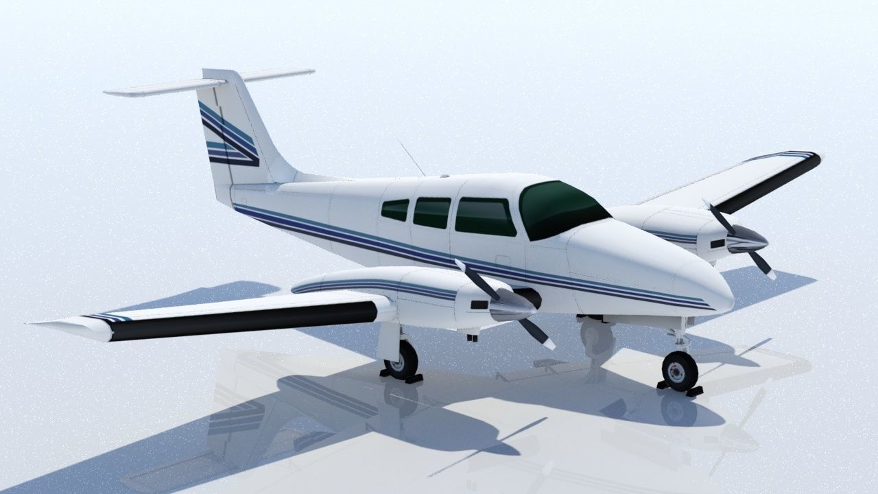 Piper PA-44 Seminole Low Poli Static Aircraft Low-poly 3D model_3