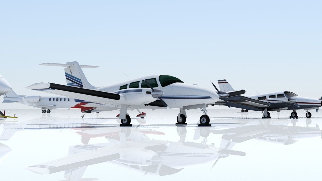 Piper PA-44 Seminole Low Poli Static Aircraft Low-poly 3D model_4