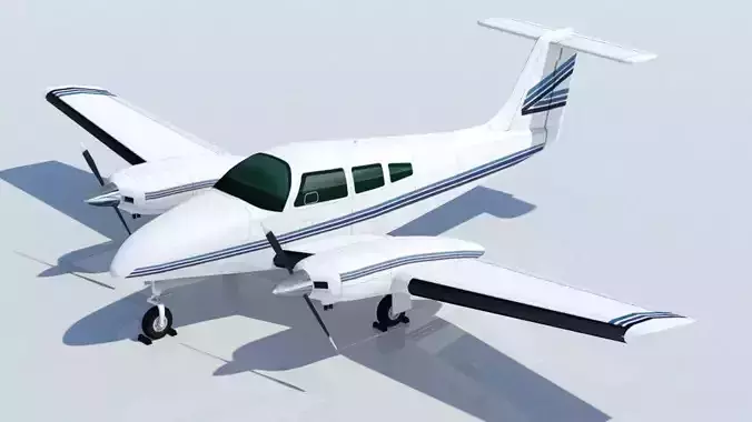 Piper PA-44 Seminole Low Poli Static Aircraft Low-poly 3D model