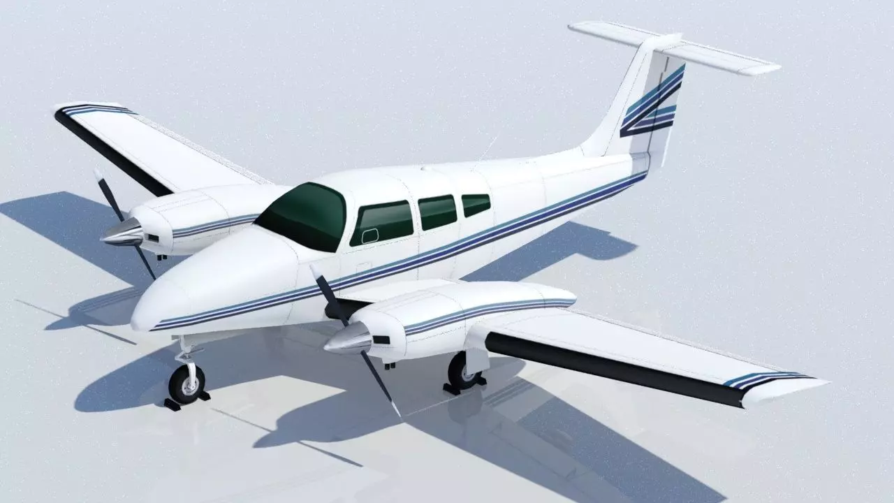 Piper PA-44 Seminole Low Poli Static Aircraft Low-poly 3D model_0