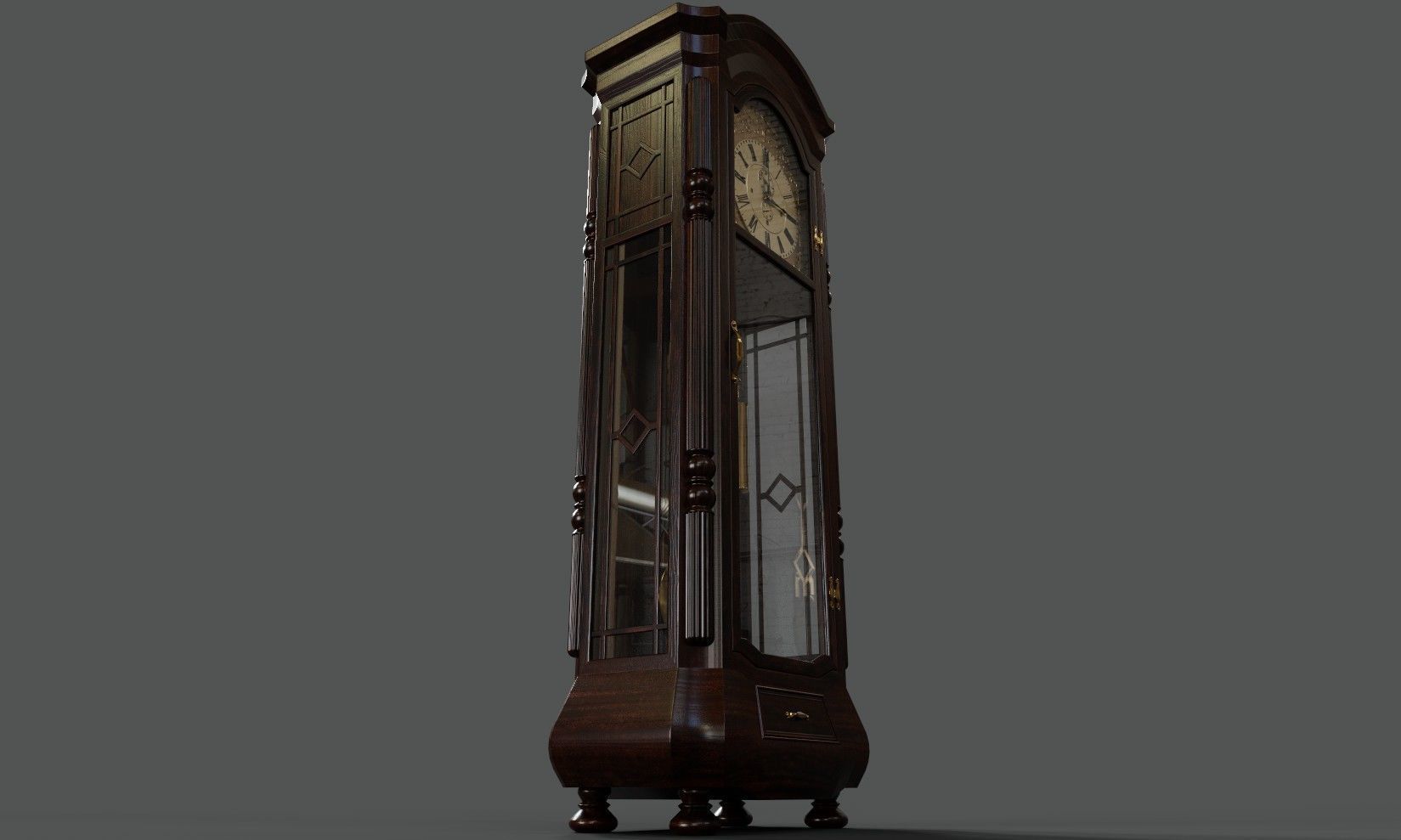 Grandpa Clock Low-Poly Game Ready 3D Model Low-poly 3D model_9