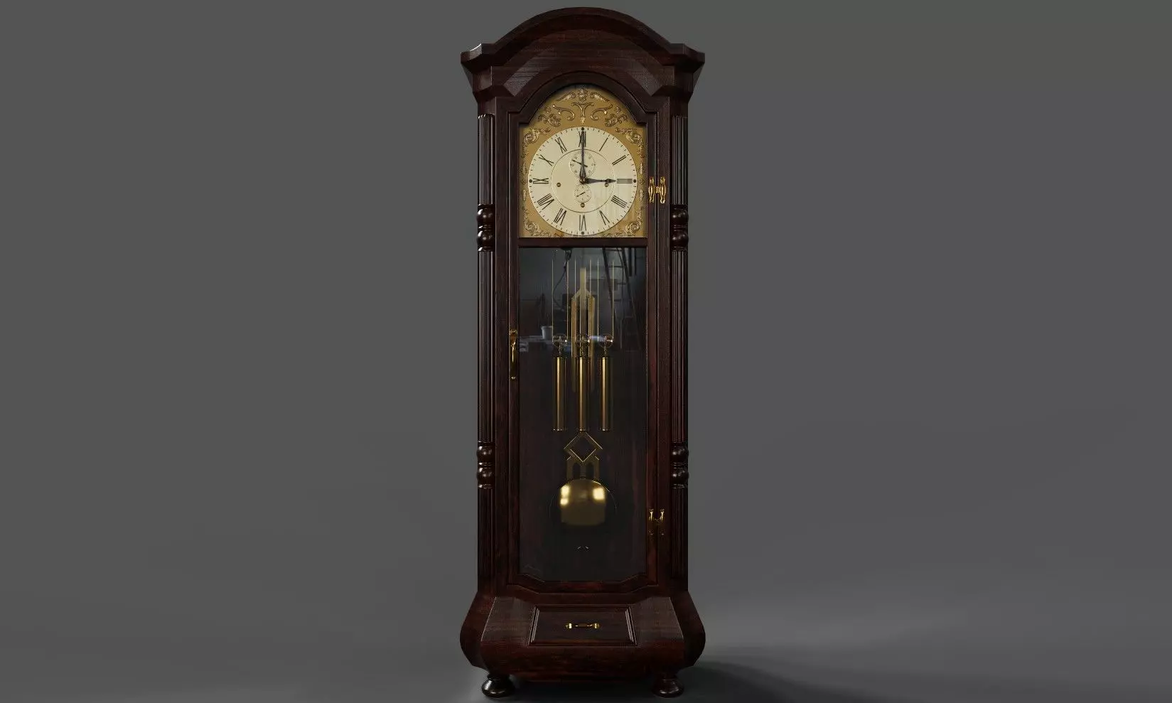 Grandpa Clock Low-Poly Game Ready 3D Model Low-poly 3D model_0