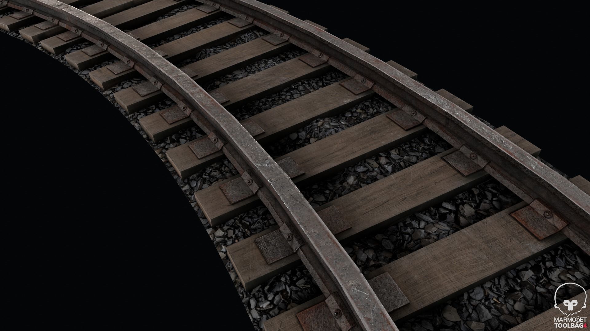 Old Modular Railway Tracks Low-poly 3D model_5