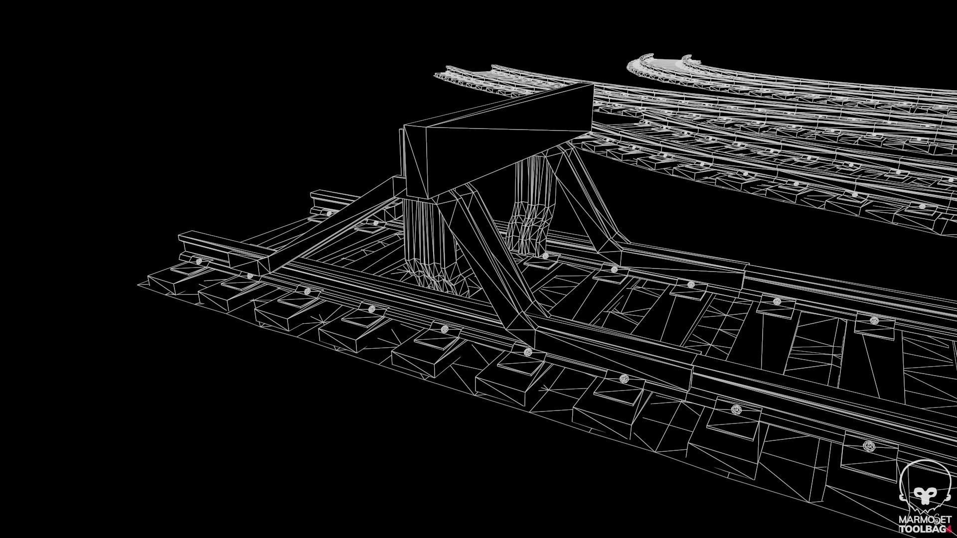 Old Modular Railway Tracks Low-poly 3D model_17