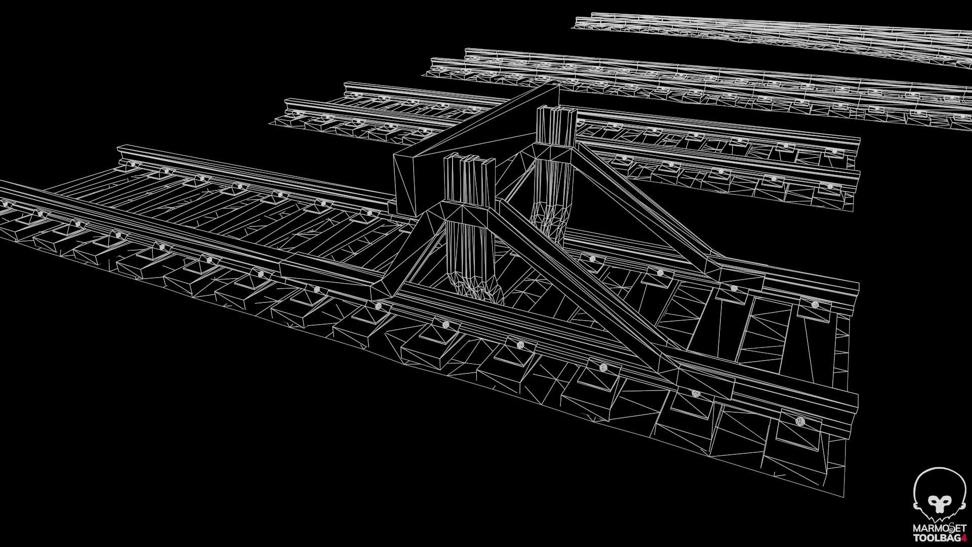 Old Modular Railway Tracks Low-poly 3D model_14