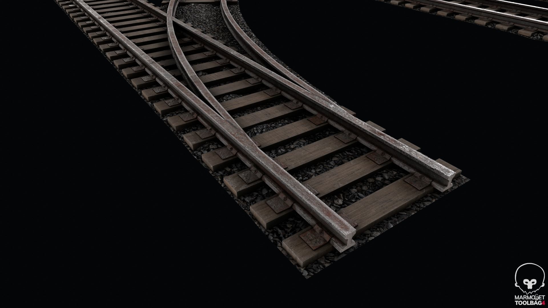 Old Modular Railway Tracks Low-poly 3D model_2