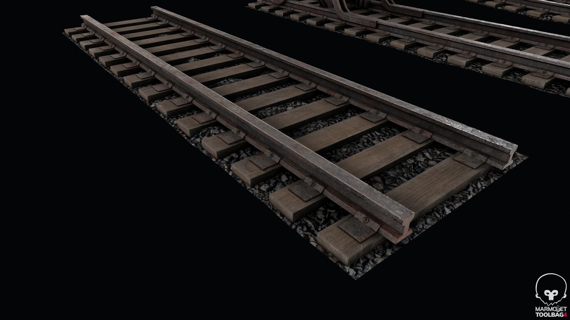 Old Modular Railway Tracks Low-poly 3D model_4
