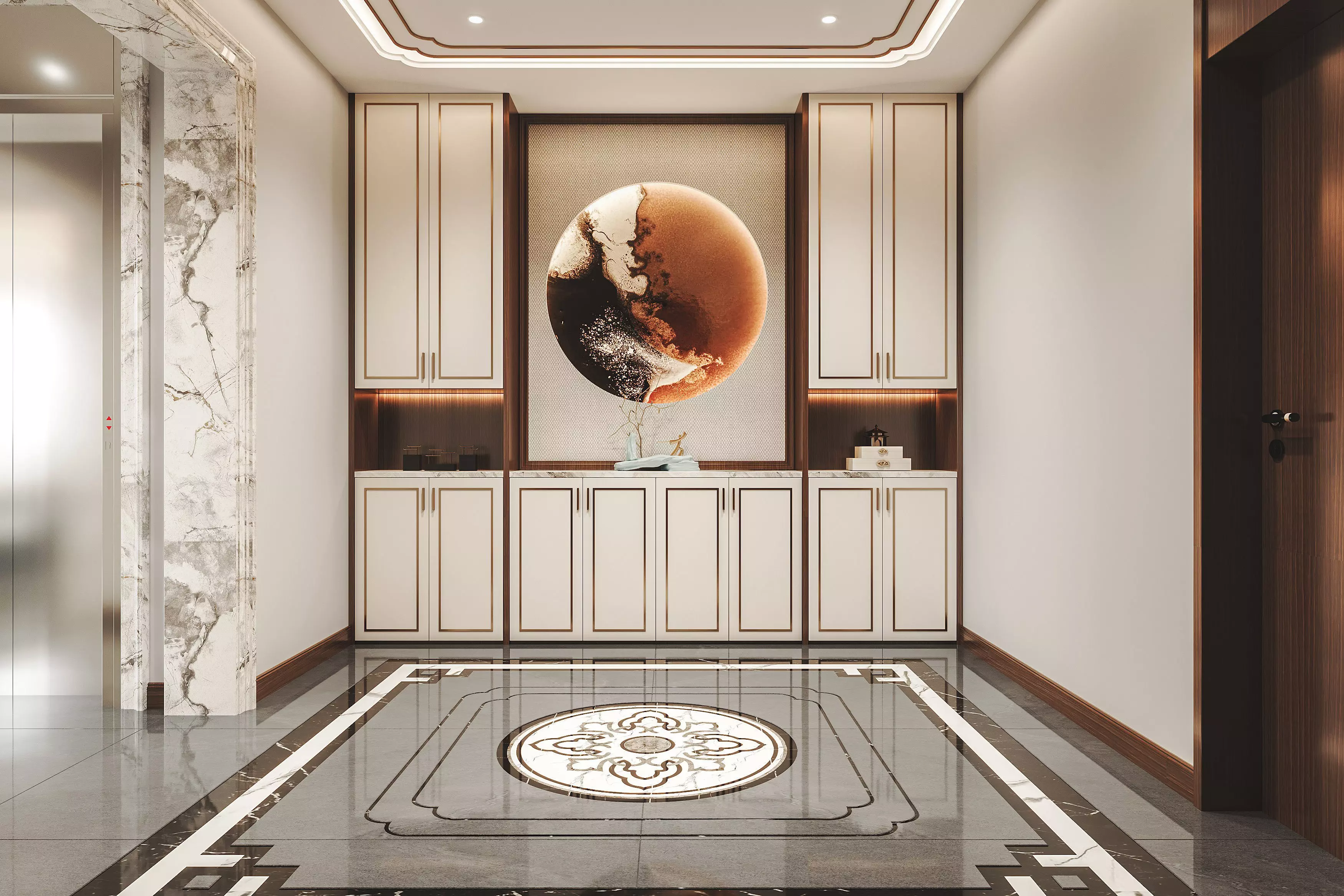 New style entrance Chinese hall 3D model_0