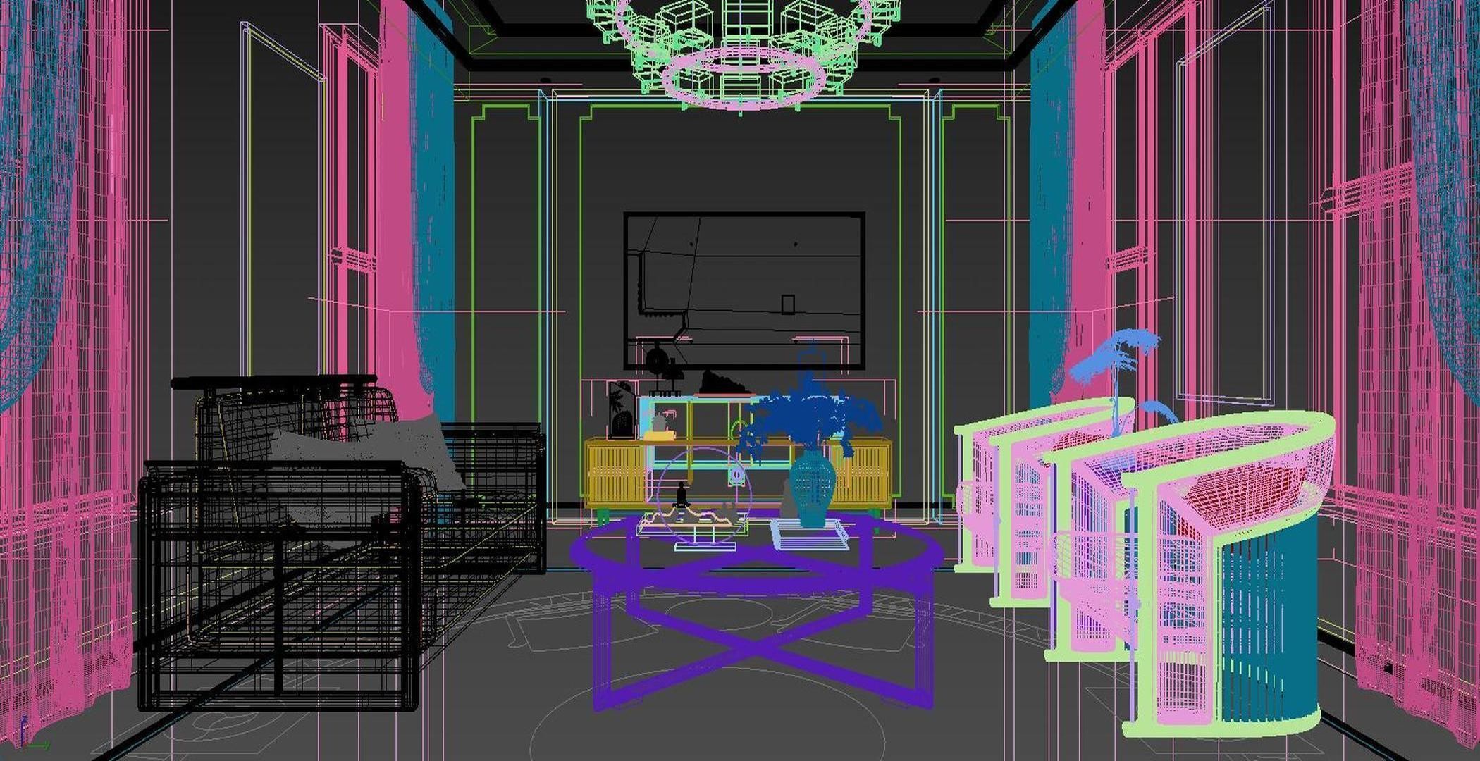 New style entrance Chinese hall 3D model_6