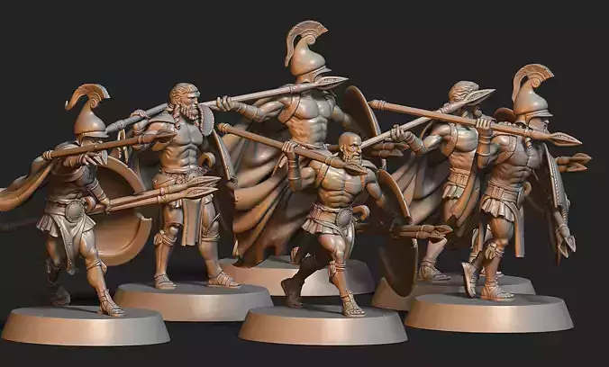 Ancient Greek Peltasta - Trathian Wolves - 32mm Miniatures 3D print model
