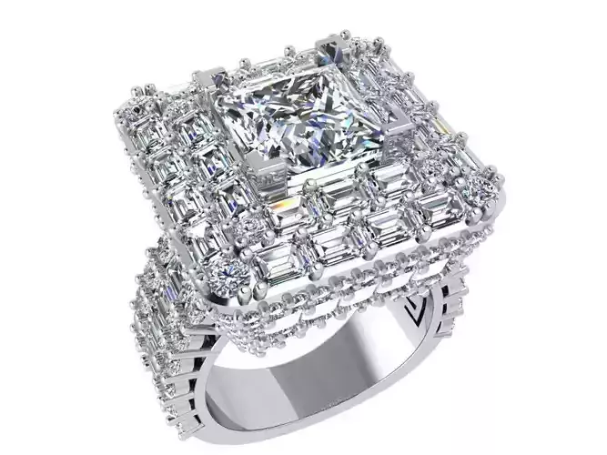 Princess Double Halo Wide Ring 3817